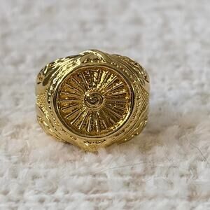 Gold Tone Jet Turbine Engine Ring New